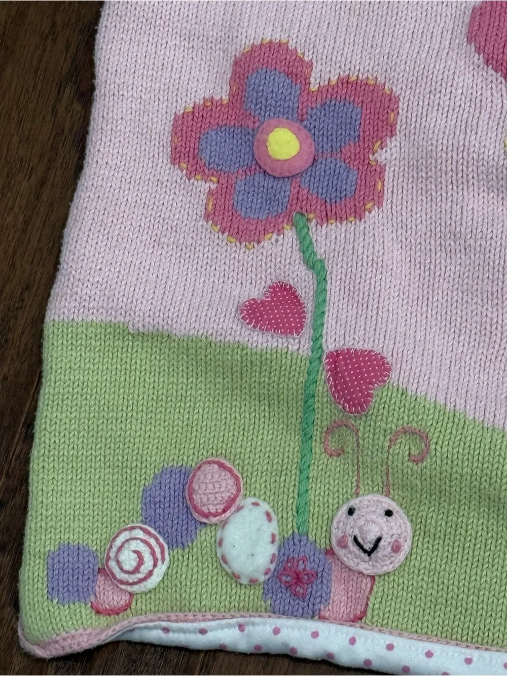ArtWalk Knits For Kids Pink Cotton Garden Butterfly Bee Knit Baby Blanket 24x24